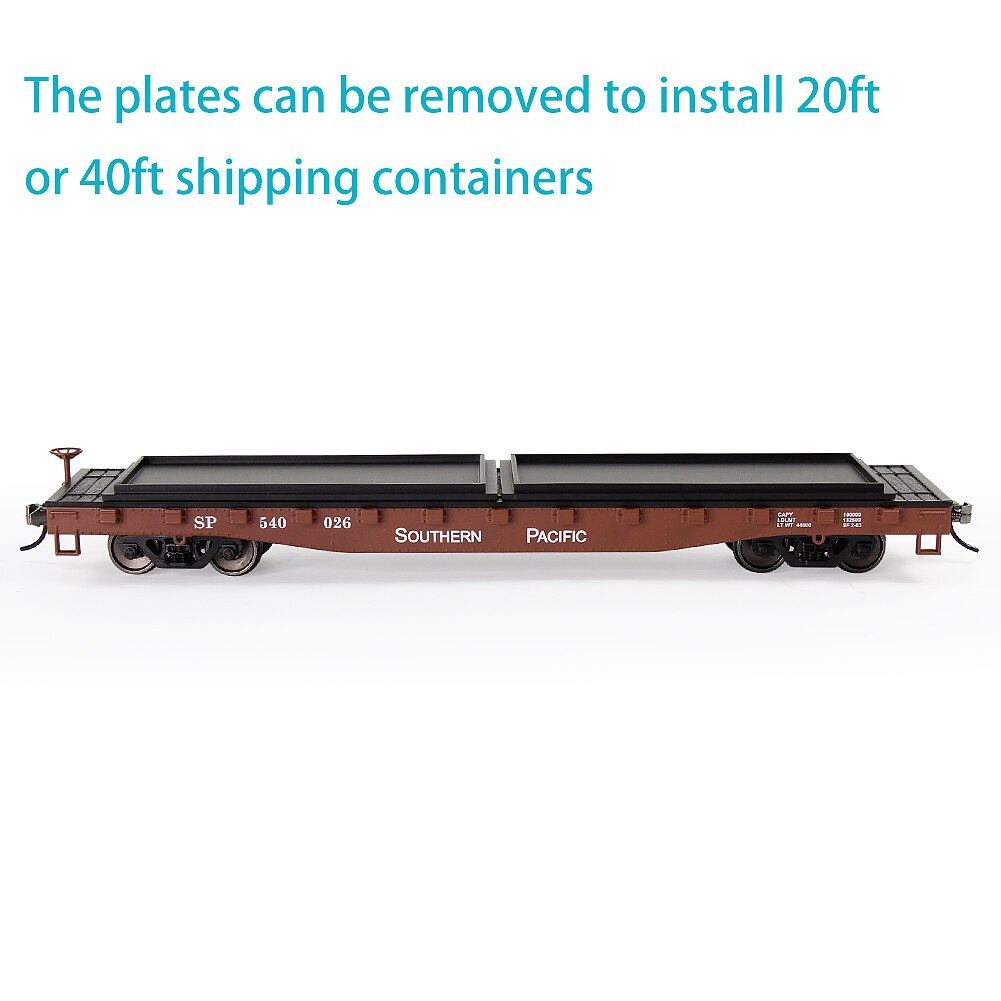 2pcs HO Scale 1:87 52ft Flat Car Flatbed Transporter Carriage C8741 Freight Car Model Railway: SOUTHERN PACIFIC