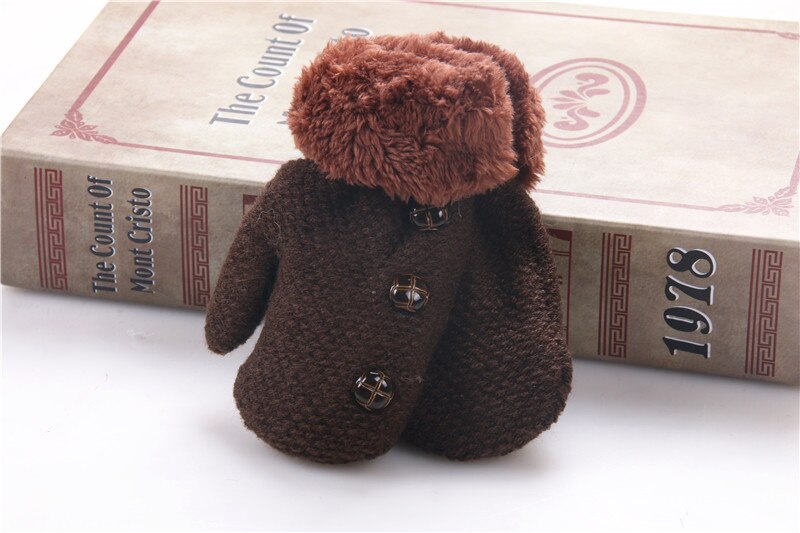 Gants luvas E Mittens Para O Bebê Enfant Mitaine Menino Menina Folha Manter Inverno Quente Luva Bebê: dark coffee