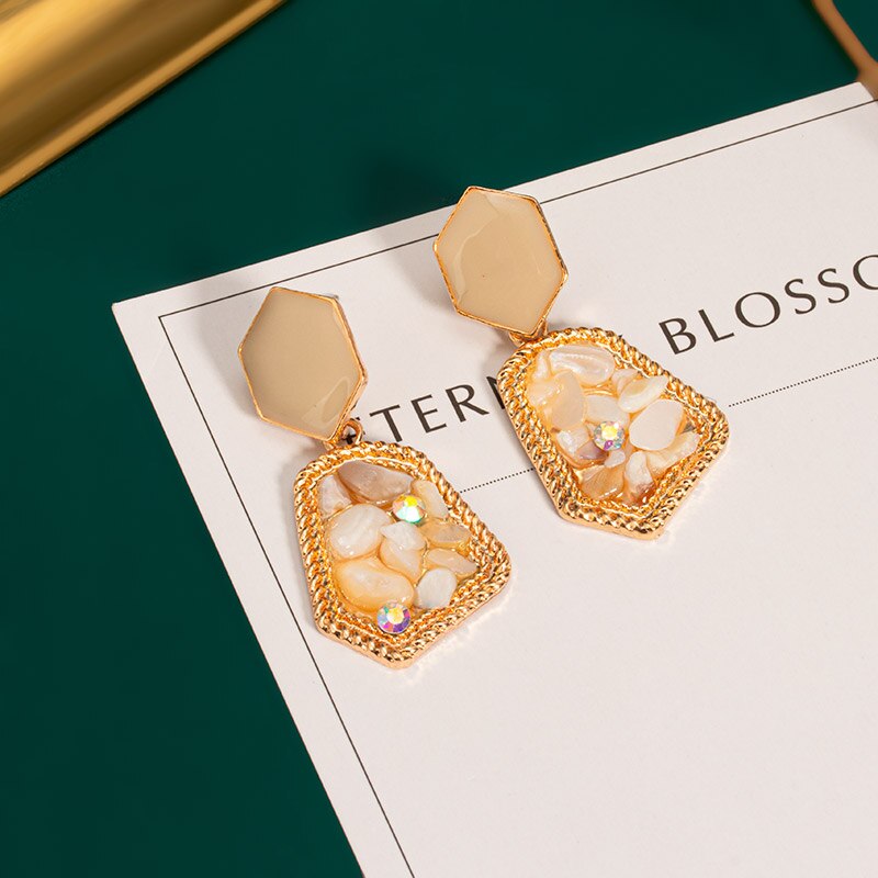 POXAM – boucles d'oreilles pour femmes, , jaune, mignon, géométrique, arcylique, goutte d'or, bijoux à la ,: Yellow 305