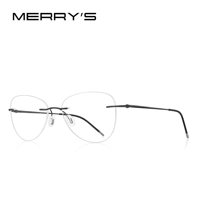 Merrys naiset titaaniseoksesta reunattomat naisten kehykset ultrakevyet kehyksettömät optiset kehykset silmälasit  s2888: C01 mustaa