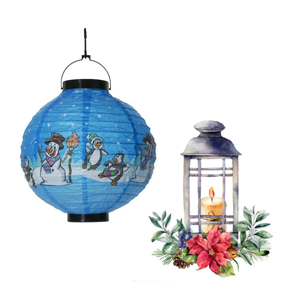 2pcs Christmas Luminous Paper Lantern Hangable Paper Lantern Christmas Scene Layout Decorations Not Battery