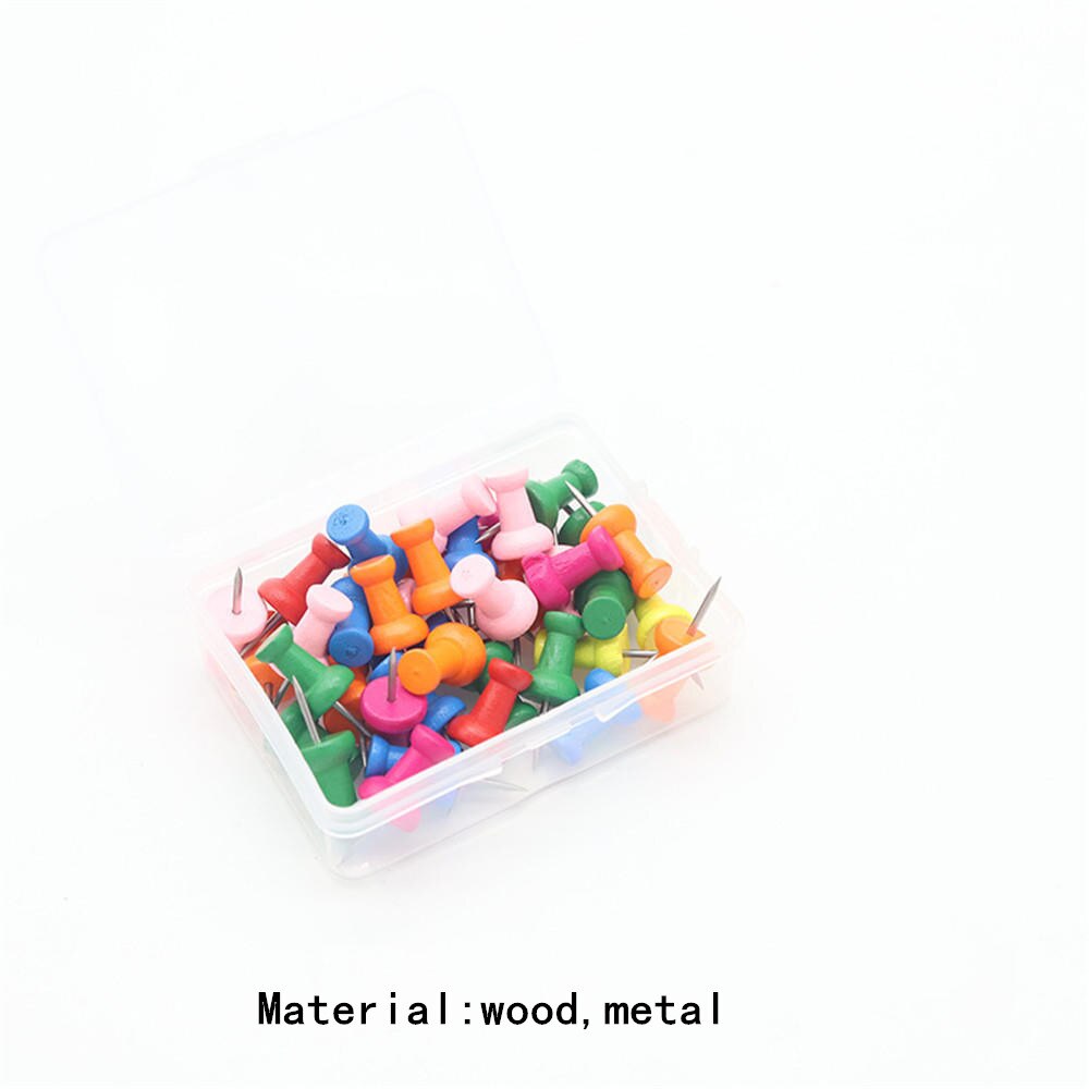 40pcs/box Map Thumbtacks Wood Push Pins Diy Thumb Tacks For Photos Cork Board: 2