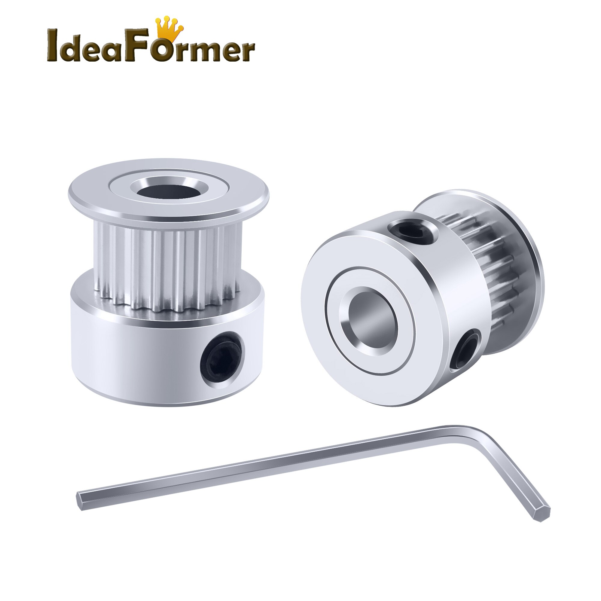 Poulie de synchronisation à 20 dents + 2m 2gt 6mm + clé hexagonale pour courroie de Transmission d'imprimante, Ender 3 PRO CR10 TEVO Tarantula, 2 pièces