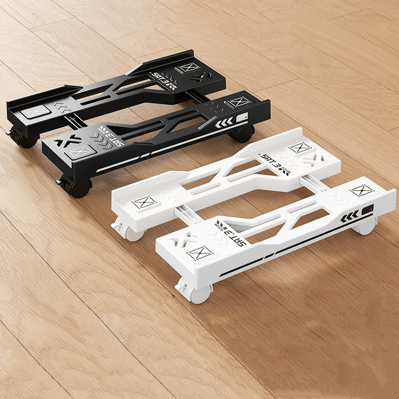 Adjustable Computer Tower Stand Under Desk Rolling Caster Wheels  - Removable cpu stand, Dazzling Black White Computer Tray 