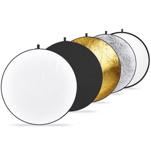 43-inch 110 cm 5-in-1 Inklapbare Multi-Disc Light Reflector met Zak-Doorschijnend, zilver, Goud, Wit en Zwart