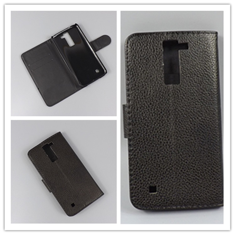 For LG K8 Lte K350 K350E K350N 5.0" K 8 4G Lichi Texture Leather Case Pouch Flip case with 2 Card Holder and pouch slot