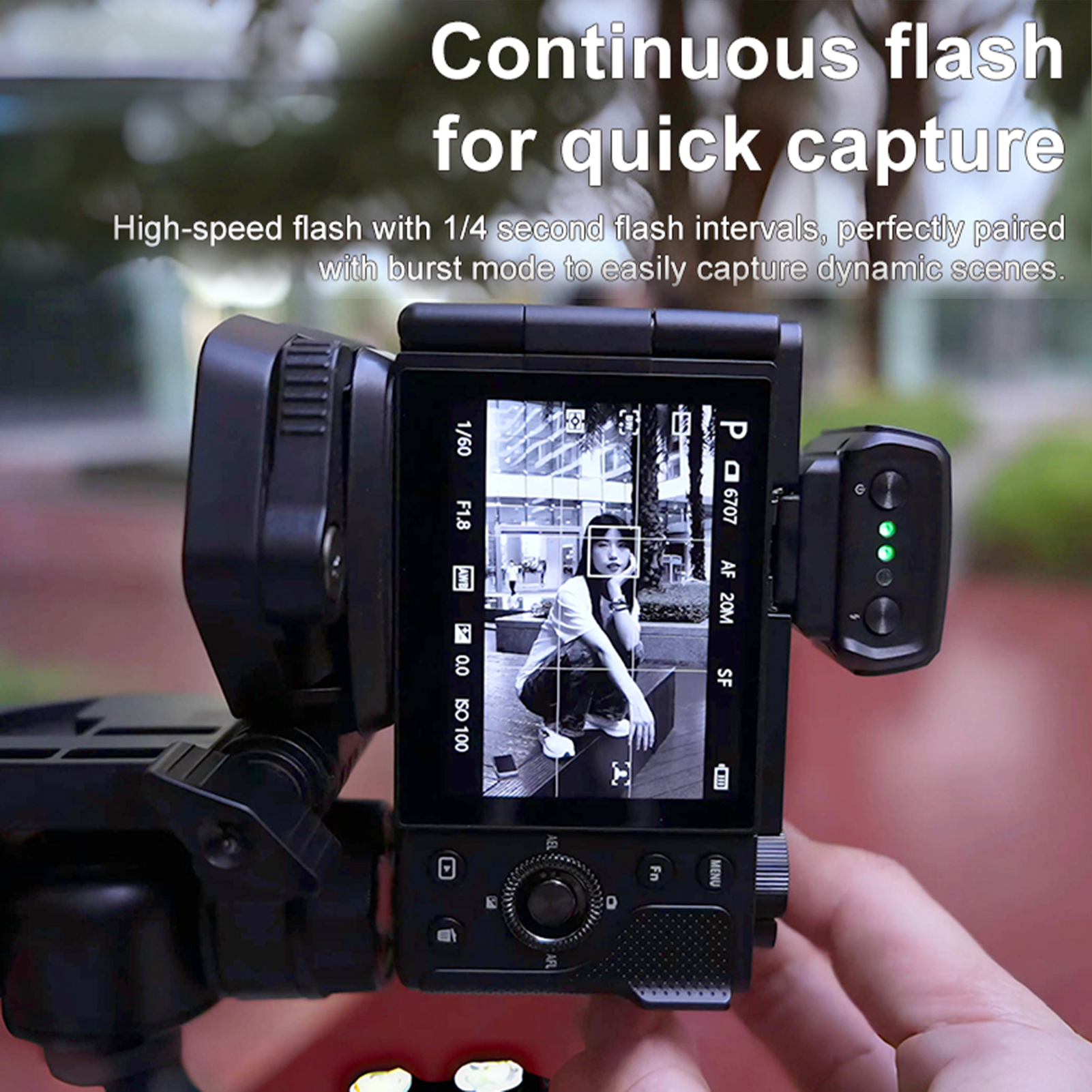 Mini-Kamera-Blitzlicht GN8 6500K Kamera Speedlite 3-stufige Helligkeit Manueller/automatischer Blitz für Fujifilm Olympus Canon Nikon