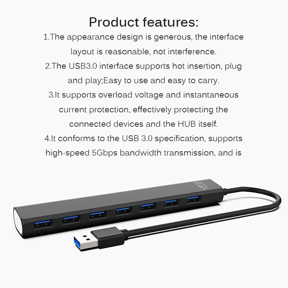 Usb Hub 3.0 Hub 7 Poorten Usb 3.0 2.0 Hub Splitter Adapter Voor Pc Usb Hub Transmissie Expander Meerdere Usb hub