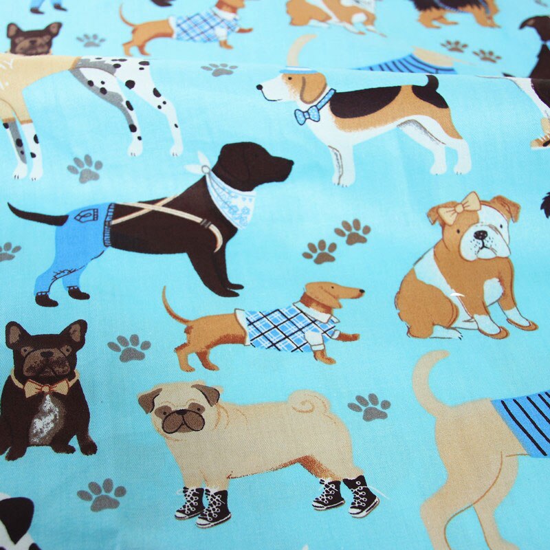 Dog Animals Triangular geometry Printed 100% Cotton Fabric For Making Cushions Blanket Sewing Baby Child Bed Sheet