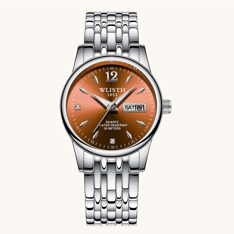 Wlisth Paar Horloge Eenvoudige Kleine Verse Casual Quartz Vrouwelijke Horloge Lichtgevende Mannen Horloge Waterdicht Trend Vrouwen Horloge: Women Coffee