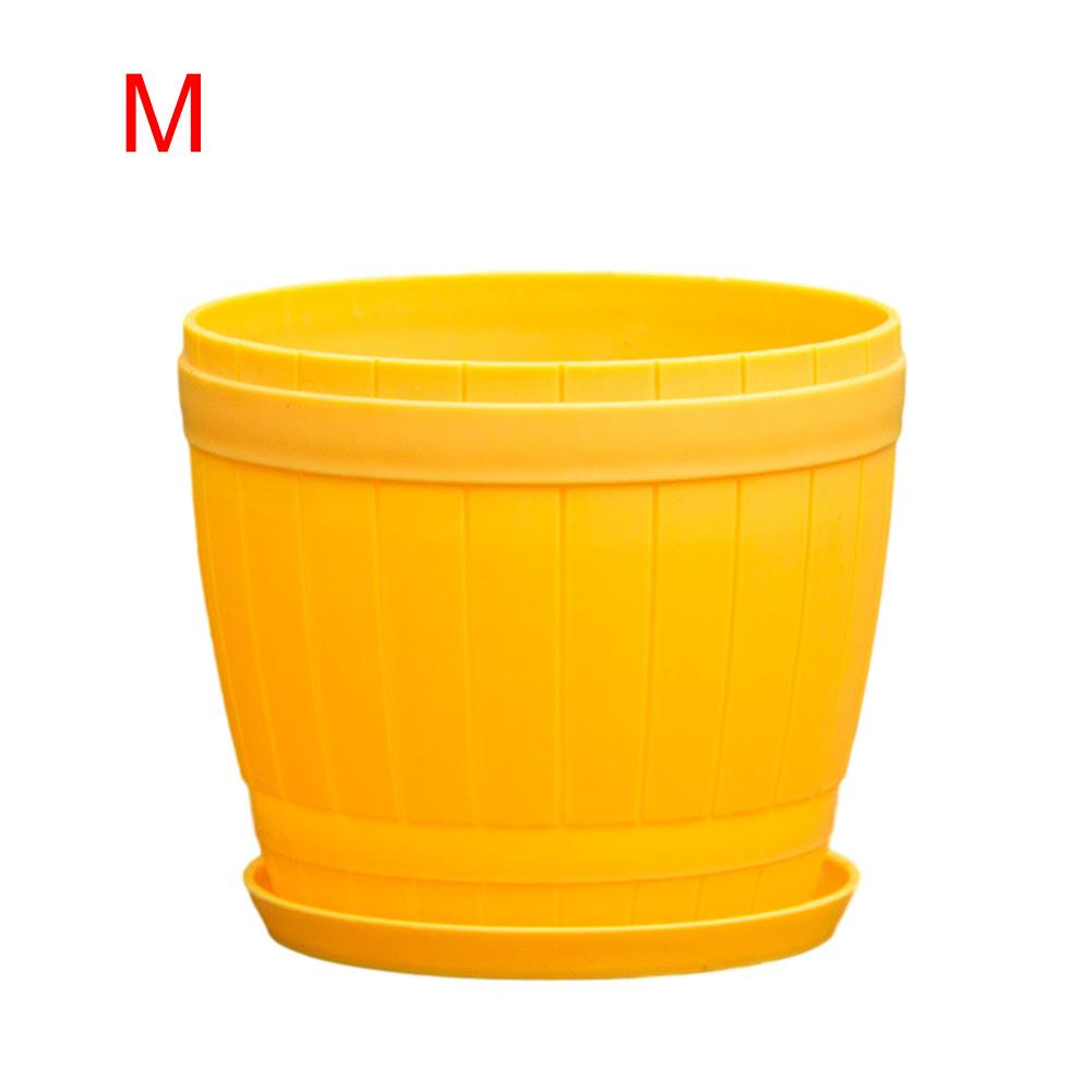 Planteur en plastique coloré Pot de fleur plaques ensemble Pots de plantes conteneurs de jardinage avec des trous de drainage garder le sol drainé et ventilé: Yellow / S