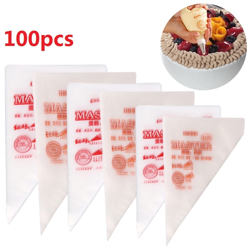 100 Stks/zak Wegwerp Spuitzak Icing Nozzle Fondant Cake Decorating Pastry Tips Gereedschap Kleine Grote Maat Cake Gereedschap