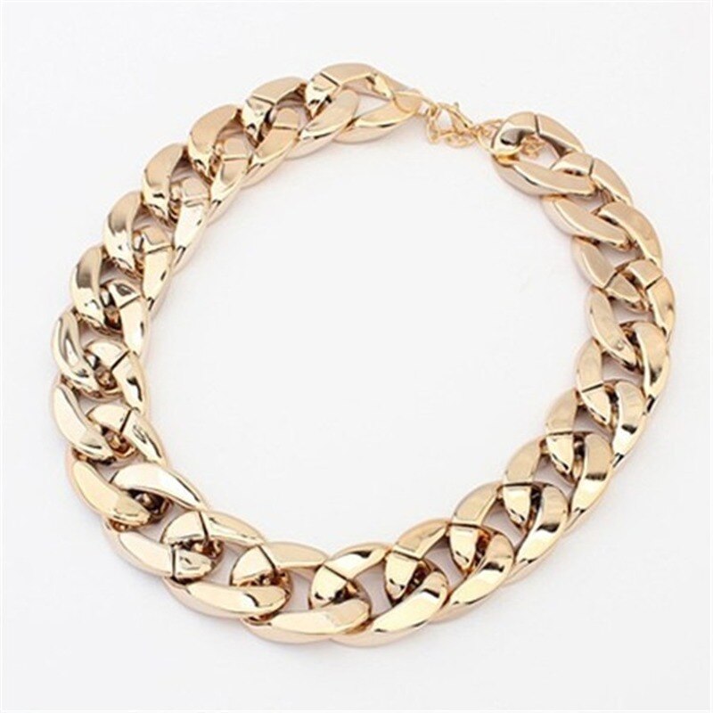 Vrouwelijke Mode Hip Hop Korte Kettingen Punk Goud Zilver Kleur Dikke Ketting Statement Ketting Vrouwen Sieraden: Gold