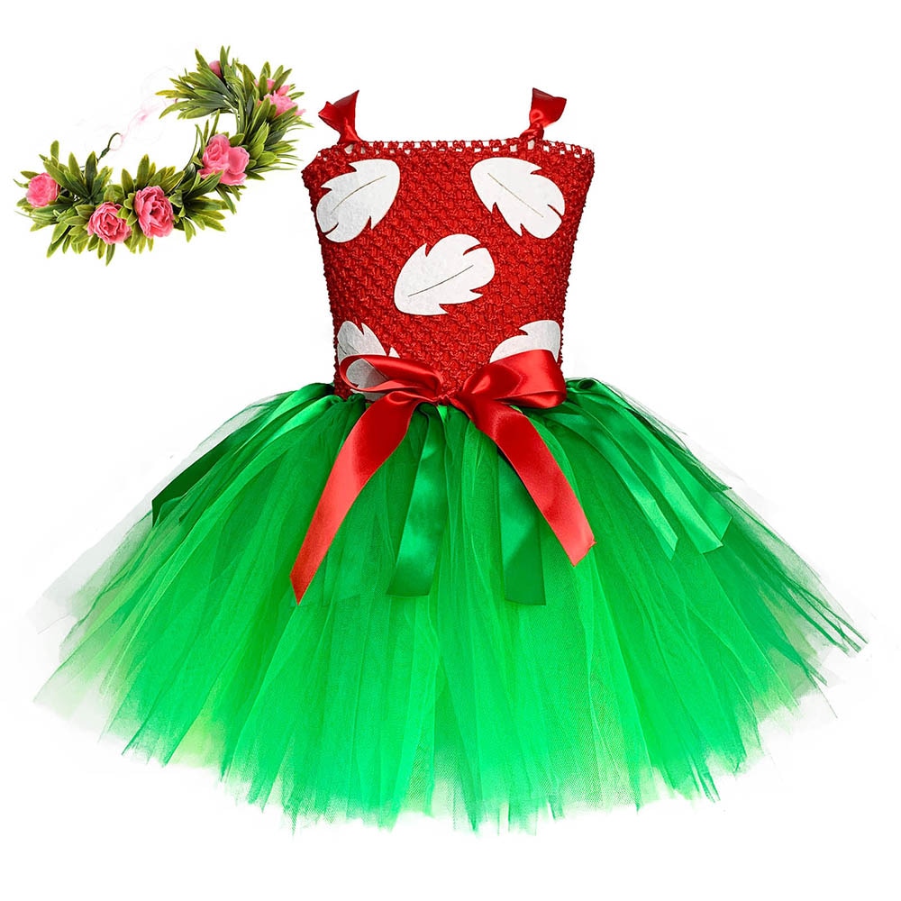 Hawaiian hula lilo flickor tutu klänning baby spädbarn flickor hula luau födelsedagsfest klänning halloween lilo kostym outfit med pannband: 6t