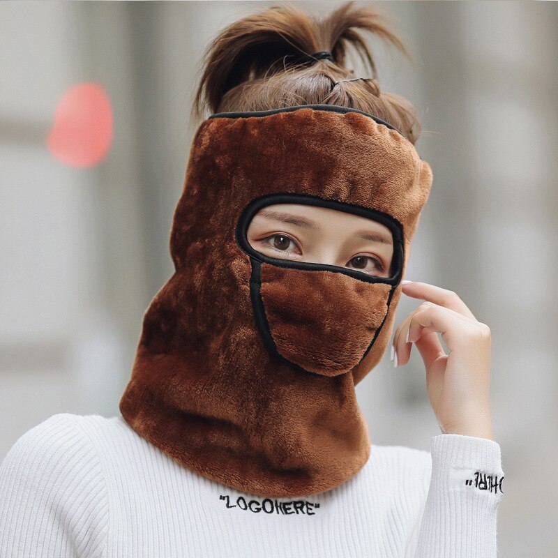 Masque d'hiver en flanelle, 3 en 1, protège le cou contre le froid, tout autour du cou, masque d'équitation pour hommes et femmes: caramel