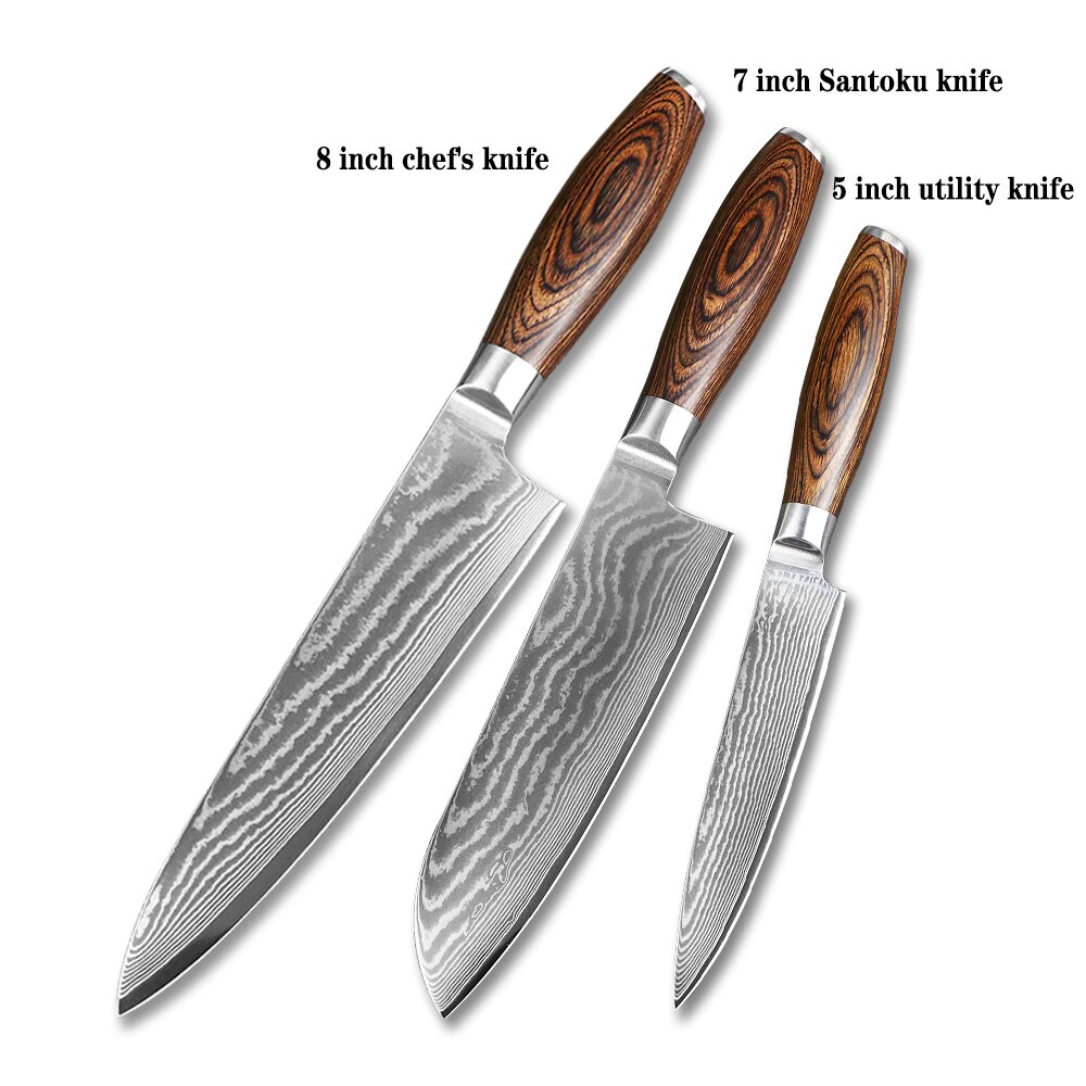 JUMCSONG-cuchillo de cocina para el hogar, utensilio de cocina de 67 capas, de acero damasco, para Chef, Santoku Nakiri Sashimi