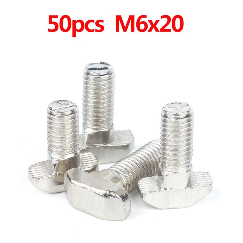 50pcs/lot M5 M6 M8 T Bolt Screws for EU Standard 20 30 40 Linear Rail Aluminum Profile,50pcs M5 M6 M8 Hex Flange Nuts Optional: 50pcs M6x20