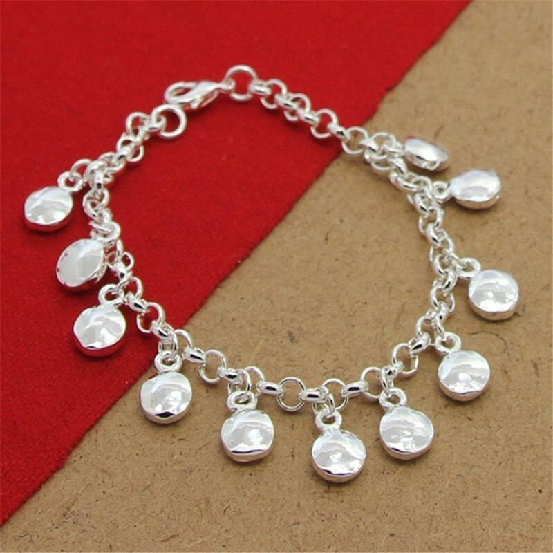 925 Sterling Zilver Hand Multi Hanger Ronde Platte Hanger Armband Voor Vrouwen Party Charm Jewelry