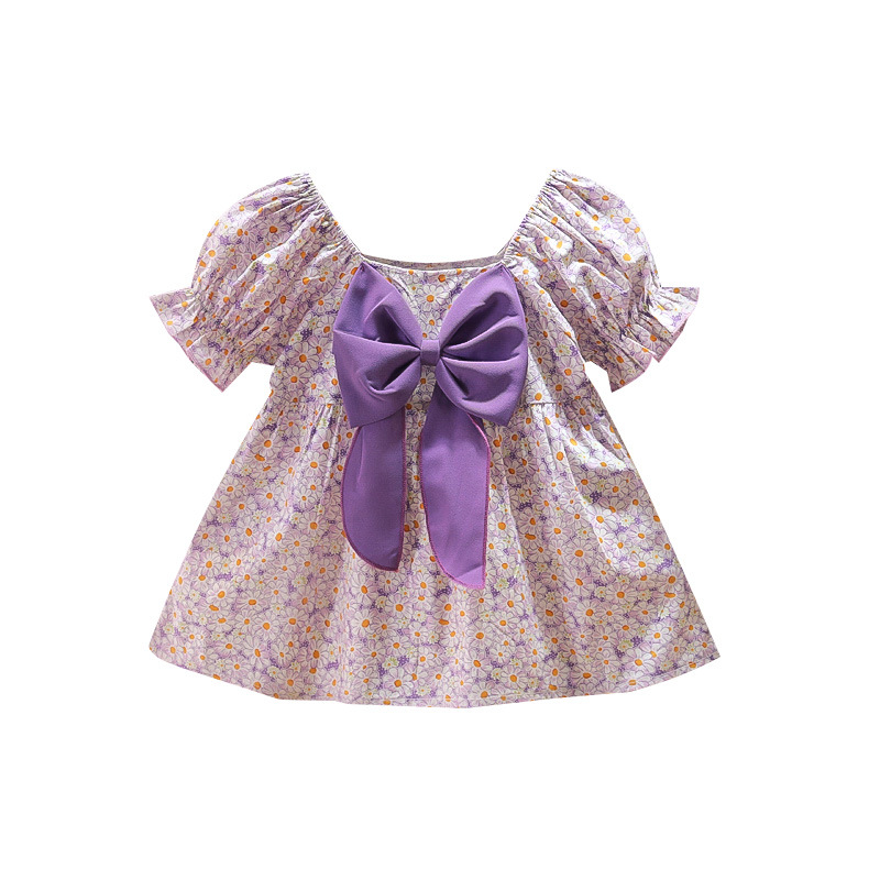 Meisjes Jurk Zomer 2022 Kinderen Rok Mode Schattige Baby Meisje Korte Mouwen Backless Prinses Jurk Meisje Kleding