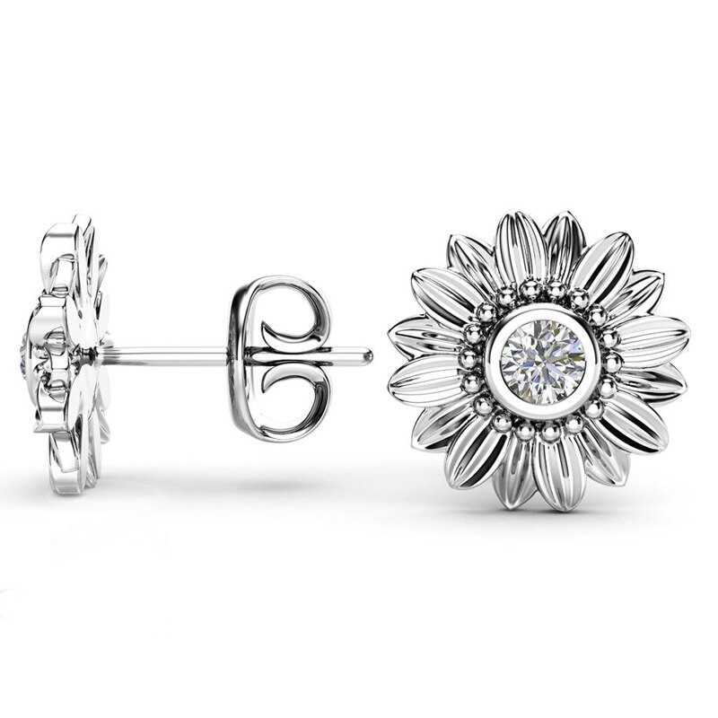 Huitan tournesol boucles d'oreilles pour fille romantique à la anniversaire nouvel an pour les femmes cristal pierre Earrngs