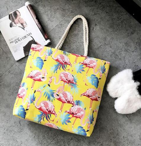 Neuestes modell Flamingo Segeltuch handtaschen, große kapazität, lässige schultertasche, lässige schlichtheit, Hochschule-schultasche  cz240: Gelb