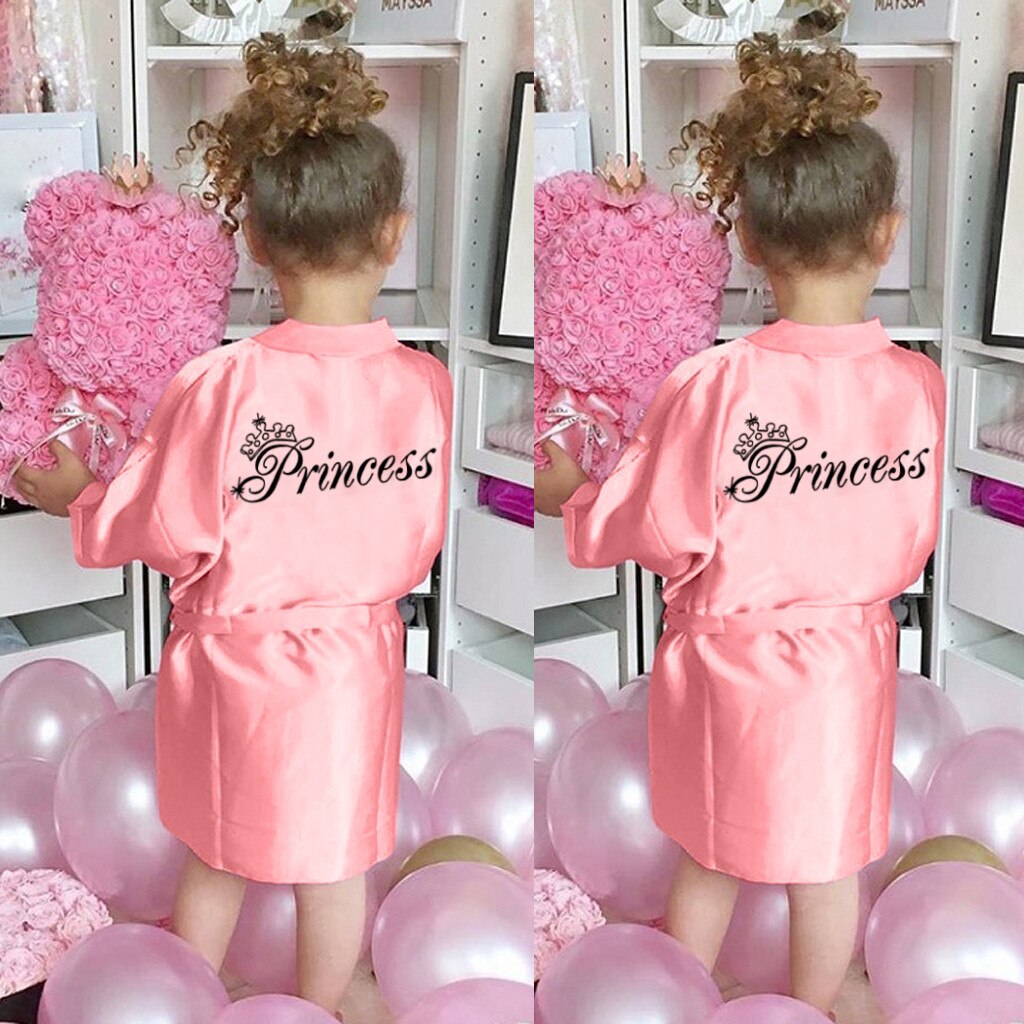 Toddler Baby Kids Girls Solid Silk Satin Kimono accappatoi accappatoio pigiami pigiama ragazza accappatoio regali per bambini abiti estivi # Y