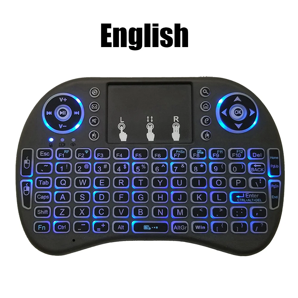 Colorful Backlit I8 Mini Wireless Keyboard Touchpad Remote Control English 2.4Ghz Air Mouse Keyboard For Laptop TV Box Touchpad: BROWN