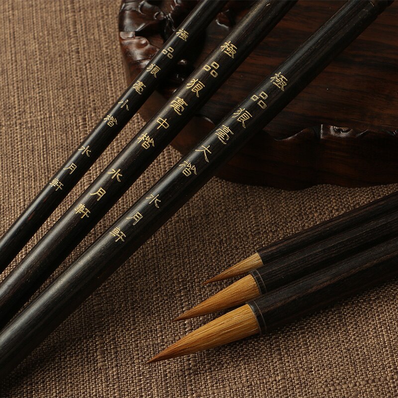 Chinese Brush Pen Set Chinese Wezel Haar Kleine Reguliere Script Brush Pen Set 3 Stks/set Chinese Wolf Haar Kalligrafie Borstels