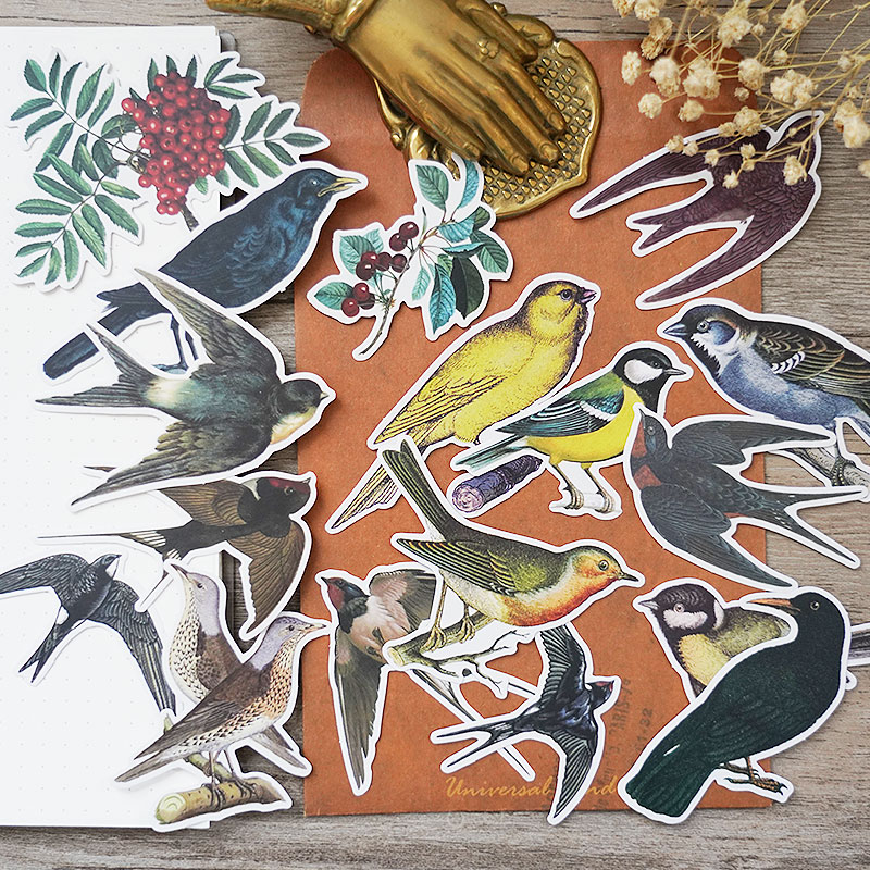 17 Uds pegatinas de aves manualidades y álbumes de recortes adhesivos para juguetes de niño adhesivo decorativo de libro DIY papelería