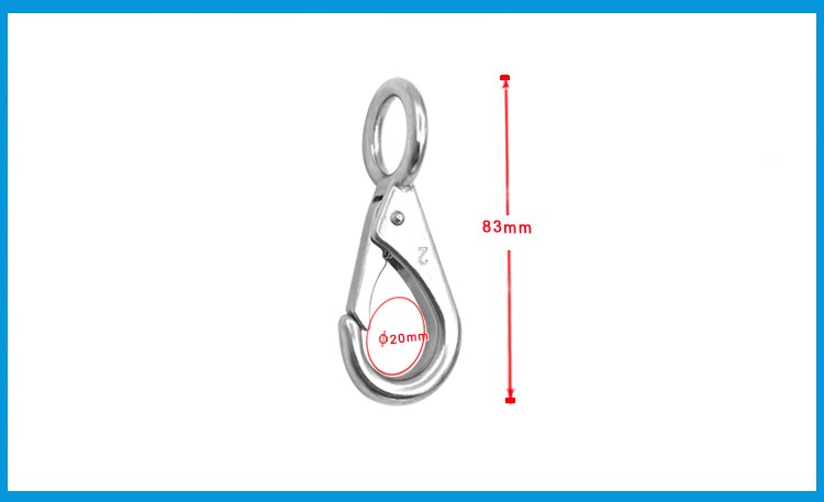 BSET MATEL Marine Grade 316 Rigid Loaded Fixed Eye Spring Clip Snap Hook Carabiner Marine Hardware Accessories for Boats Sailing