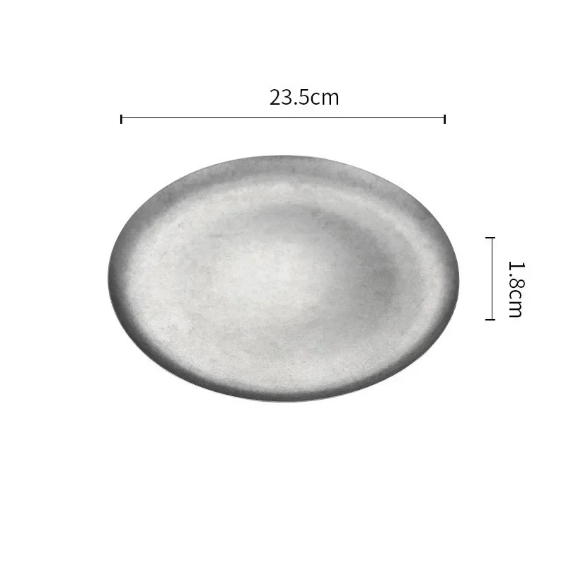 304 ronde vintage dessertbord Creatieve steak Pastaplaat Roestvrij staal Eettafel Taartbak Ondiepe borden set Japanse gerechten: Blauw