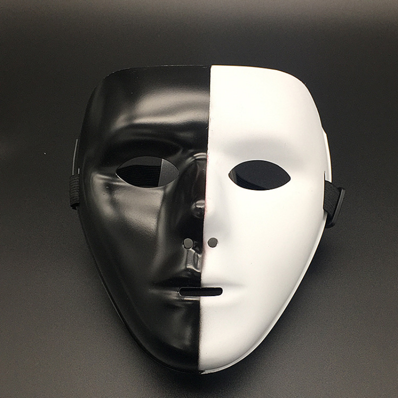 1pcs Full Face Mask Hand-painted Halloween Masquerade Scary Party Supplies Cosplay Costume Accessory Props: black