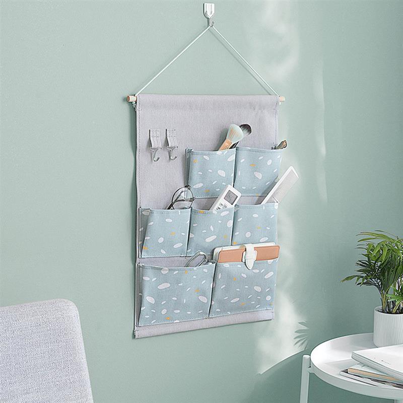 Pocket Hanging Storage Bags Cotton Linen Closet Organizer Wall Hanging Organizers Space Saving Wall Hanging Organizer