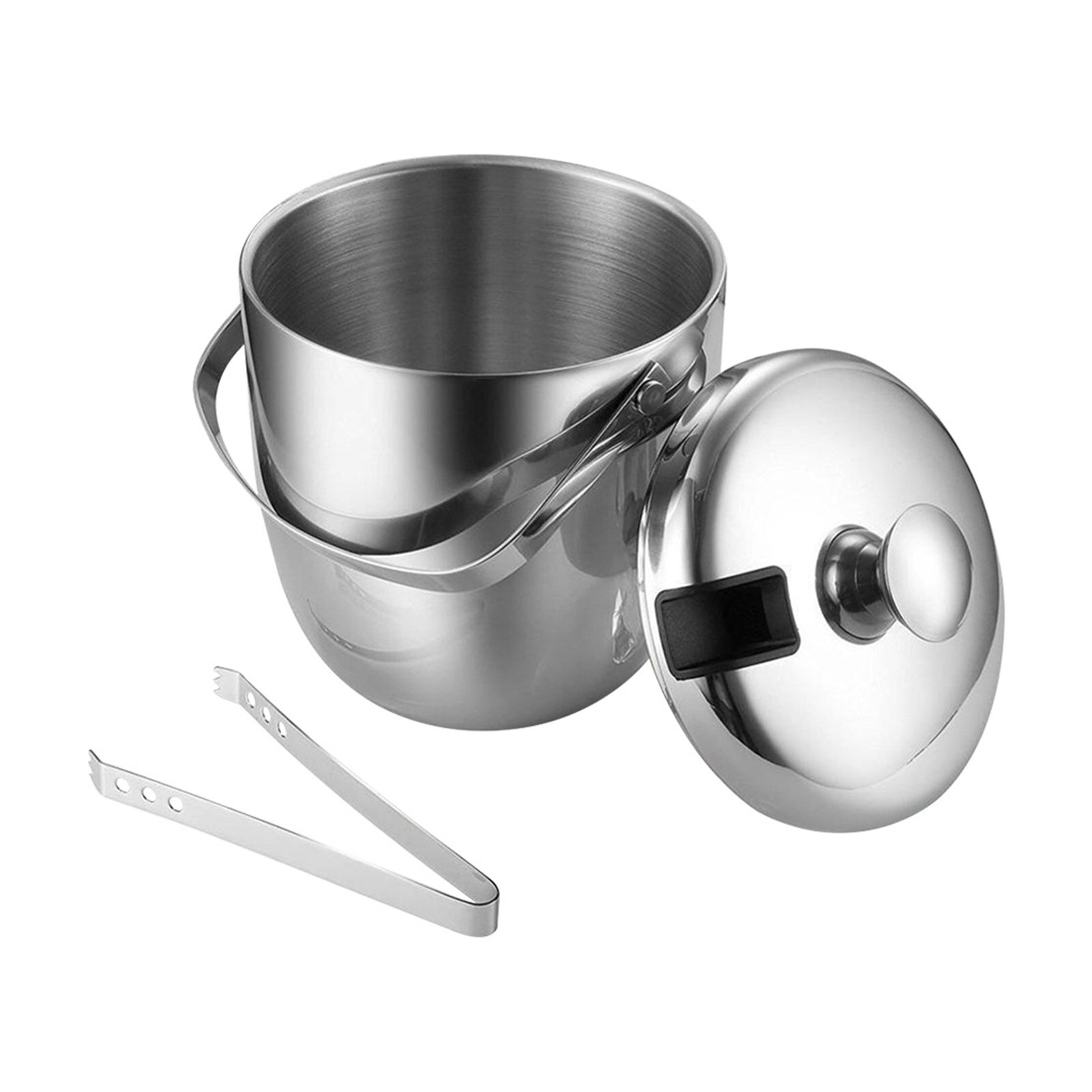 Stainless Steel Thickened Dishwasher Safe Lid With Tongs Bar Container Double Wall Wine Insulated Ice Bucket Champagne Party