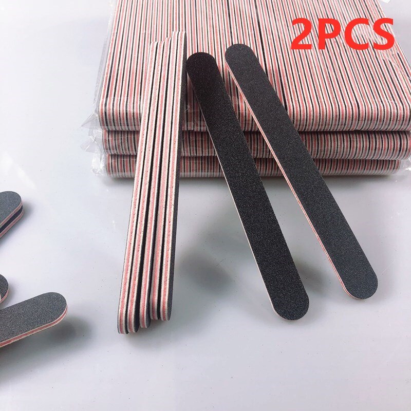 10PCS/Set Acrylic Nail File Buffer 100/180 Double Side Of The Nail File Buffer Trimmer Lime Buffer Nail File Nail Art Tools: 2PCS-A-Black