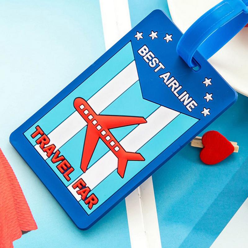 Tegneserie silica gel koffert id adresse holder bagasje boarding tags bærbar silica ge identifier reisetilbehør: Blått plan