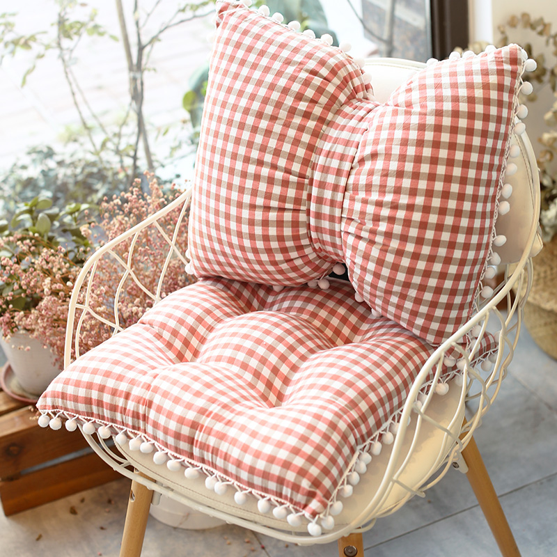 Boog Kussen Voor Stoel Home Decor Roze Grijs Cartoon Getuft Kussen Rugleuning Kussen Studenten Kinderen Meisjes Bureaustoel Kussen