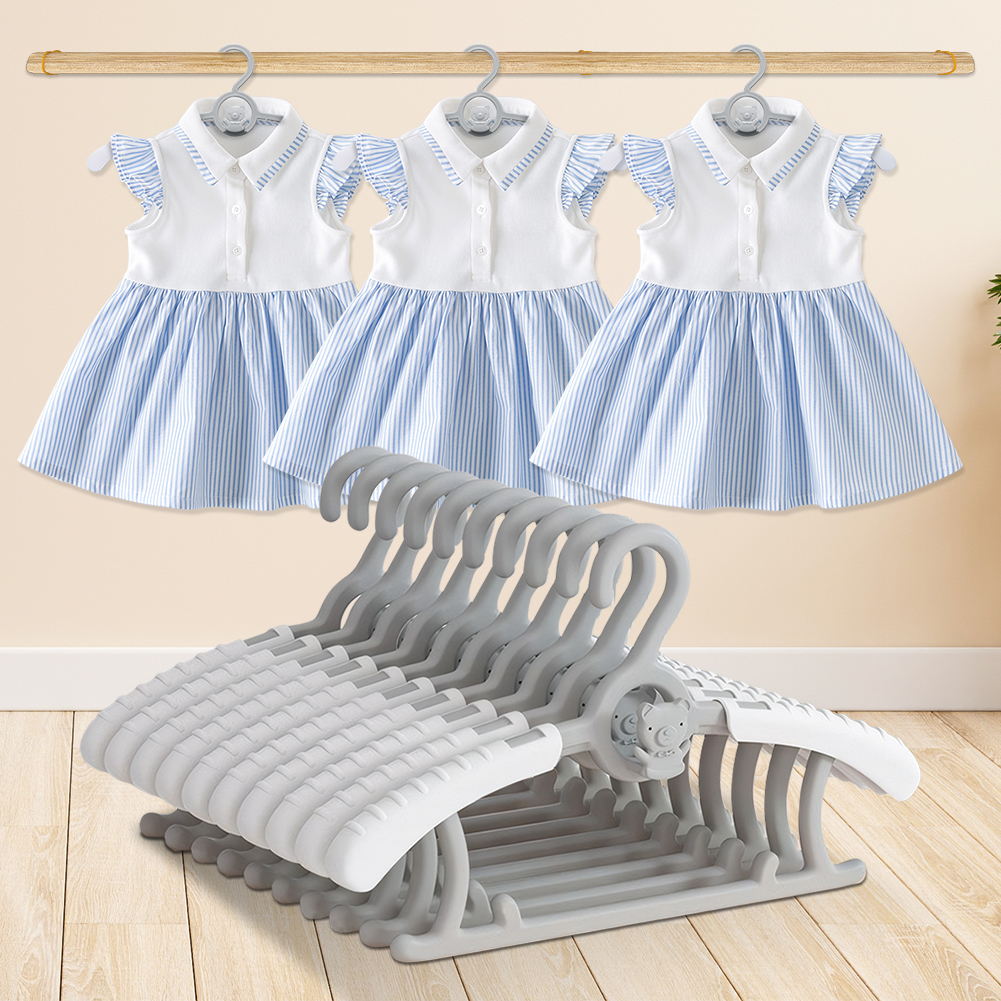 10Pcs Extendable Baby Nursery Closet Hanger Space Saving Kids Clothes Hanger for Girl Boy Toddler Kids