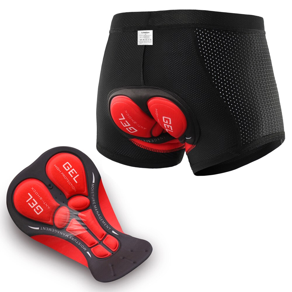 Lixada short masculino para ciclismo, roupa íntima respirável acolchoada com gel mtb, roupa íntima para ciclismo, mtb