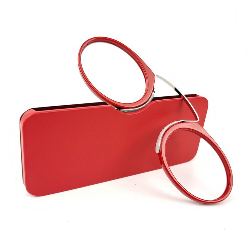 SAOIOAS TR90 plegable Clip nariz gafas de lectura hombres mujeres fácil de llevar con caja de tarjeta redonda gafas de prescripción hombres + 1,0 + 2,0 + 2,5: +350 / B3 Red