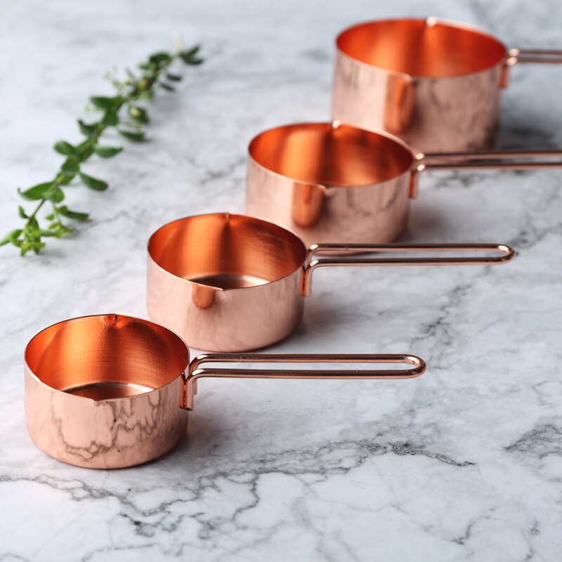 Rostfritt stål mätskedar pläterade koppar roséguld mätskedar och koppar set köksprylar bakverktyg
