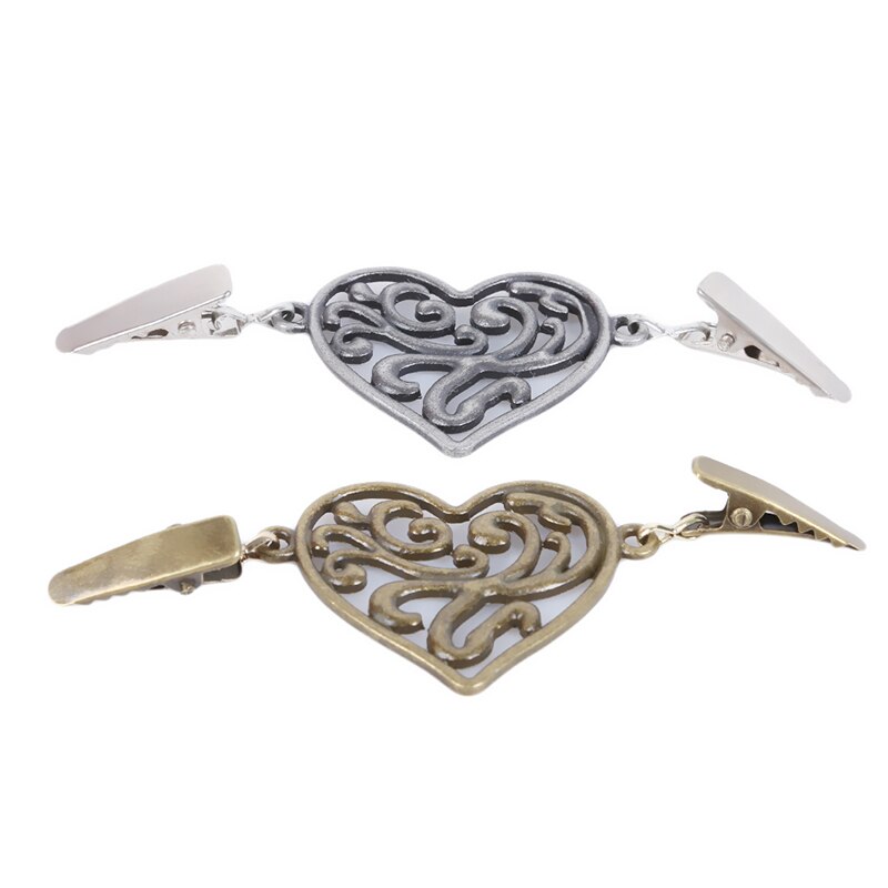 Hjerteform sweater cardigan clips sjal andeclips spænder til tøj dekoration perle perle pin broche metal spænde