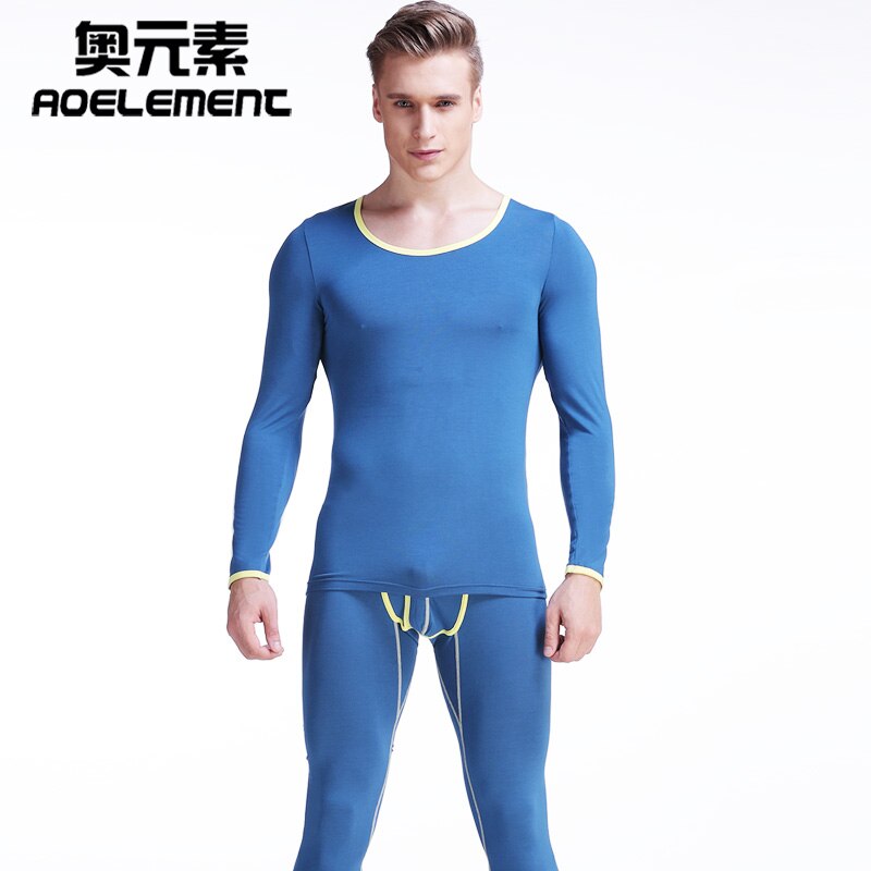 Basique homme sous-vêtement thermique ensemble coton section mince serré col bas grand col rond chemise longue john hommes thermique hommes bas