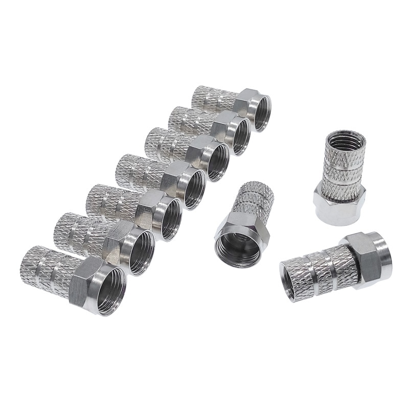 Conectores de cable coaxial tipo F 75-5, 10 piezas, materiales de latón, conectores de línea única