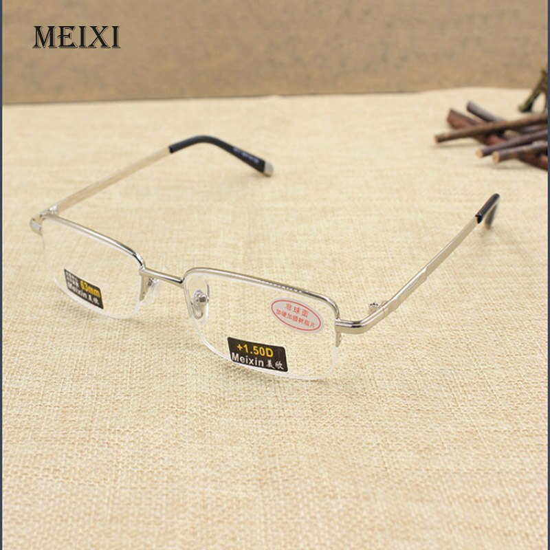 Mænds halvmetalstel asfæriske harpikslinser læsebriller mandlige briller 1.0 1.5 2.0 2.5 3.0 3.5 4.0