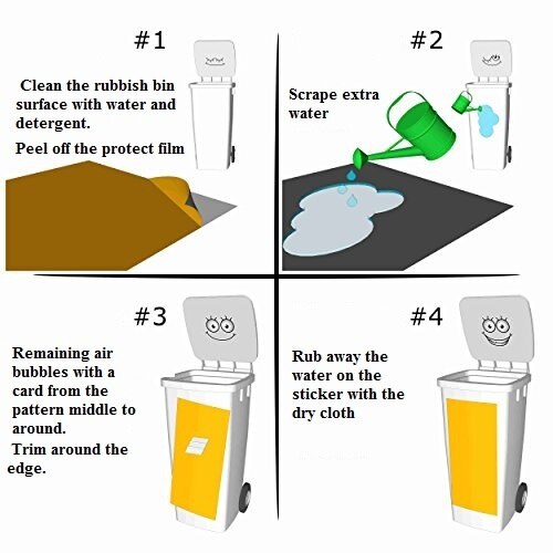 DIY Modern Adhesive Removable Waterproof Sticker Decals Rubbish Bin Sticker Kitchen Accessories 120liter 240liter