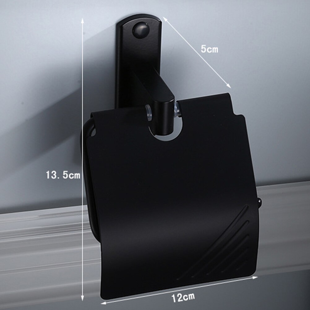 1 Pc Paper Roll Holder Wall Mounted Black Matte Rust Proof Alumimum Classic Tissue Holder for Toilet Bathroom