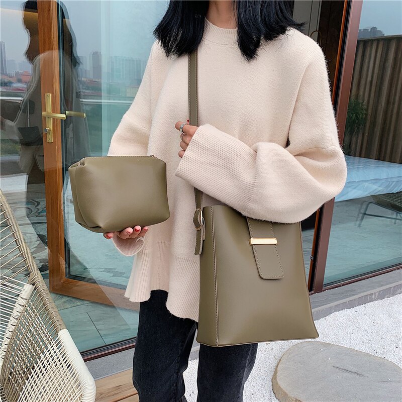 Burminsa brede band zachte emmer schoudertassen voor vrouwen grote capaciteit dames messenger bags werk vrouwelijke composiet tassen