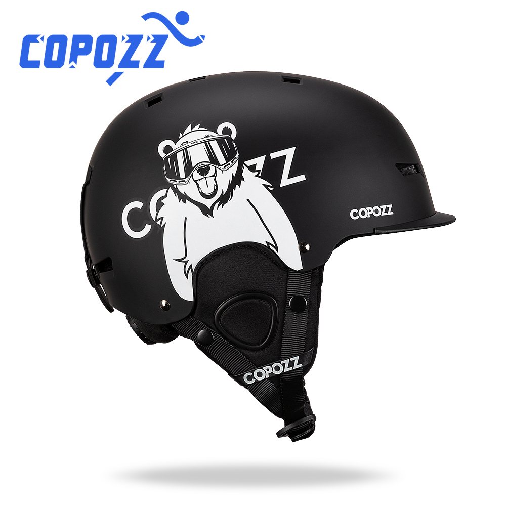 COPOZZ casco de esquí dibujos animados medio cubierto casco de seguridad antiimpacto ciclismo esquí Snowboard casco deportivo para adultos y niños