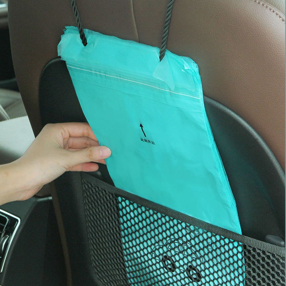 50PCS Disposable Truck Hanging Self-adhesive Interior Organizer Car Seat Back Auto Storage Trash Bag Garbage Bin trunk net: blue